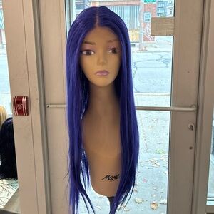Vibrant blue/purple sleek HD lace front